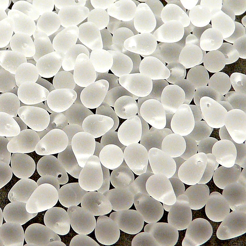 80pcs Czech Pressed Glass Teardrop Beads 4x6mm Crystal Matte