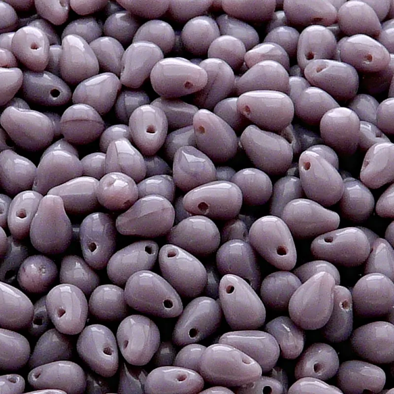 50pcs Czech Pressed Glass Teardrop Beads 4x6mm Opaque Amethyst