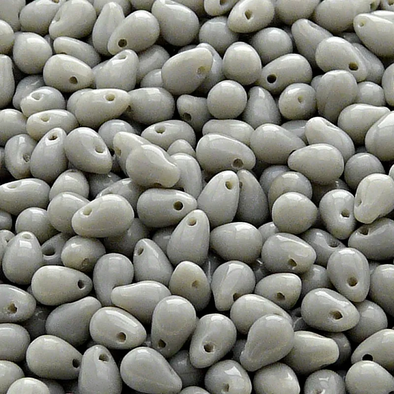 50pcs Czech Pressed Glass Teardrop Beads 4x6mm Opaque Gray