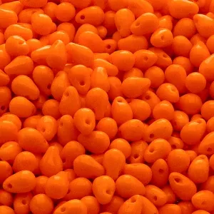 50pcs Czech Pressed Glass Teardrop Beads 4x6mm Opaque Orange