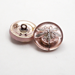 1pcs Czech Handmade Art Glass Button Round 18mm Crystal Gold Capri Platinum Dragonfly