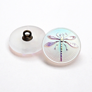1pcs Czech Handmade Art Glass Button Round 18mm Crystal Matte AB Dragonfly