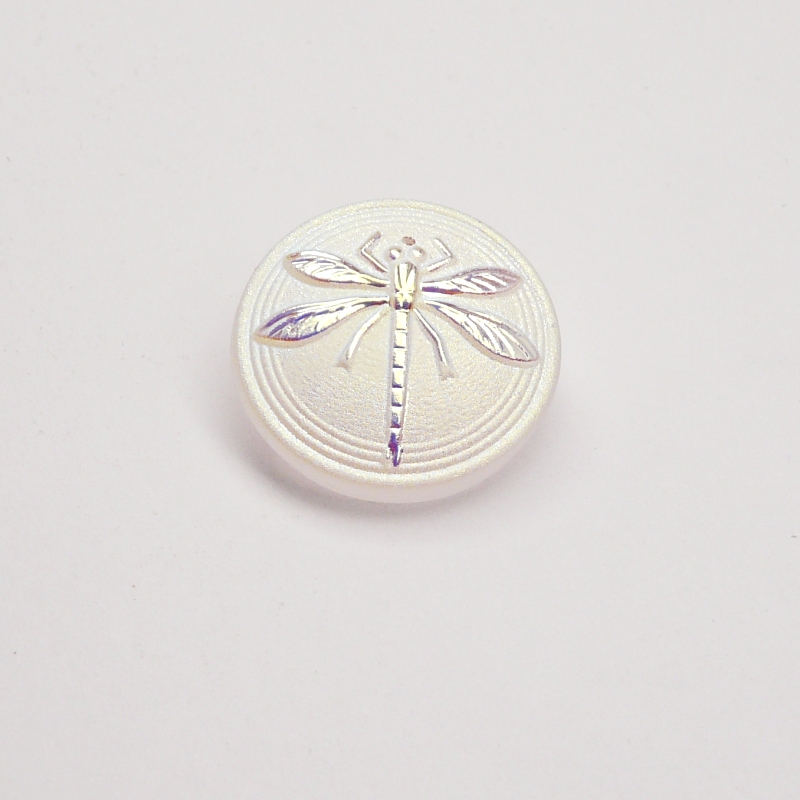 1pcs Czech Handmade Art Glass Cabochon Round 18mm Crystal Matte AB Dragonfly