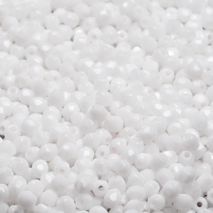 100pcs Czech Fire Polished Faceted Glass Beads Round 3mm Opaque Chalk White