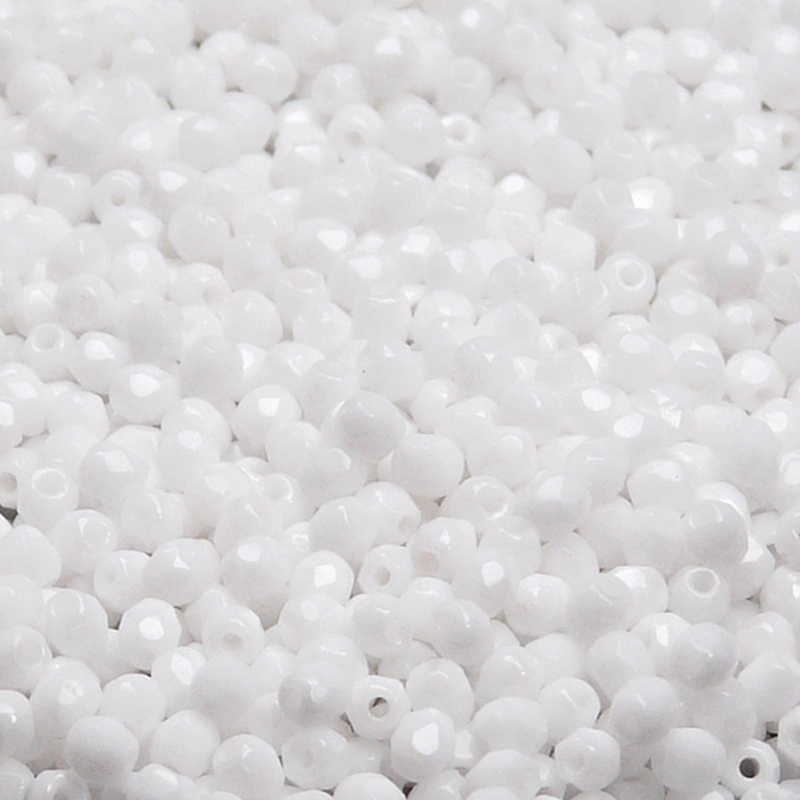 100pcs Czech Fire Polished Faceted Glass Beads Round 3mm Opaque Chalk White