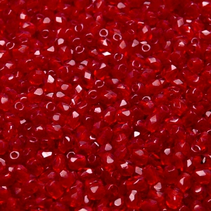 100pcs Czech Fire Polished Faceted Glass Beads Round 3mm Ruby