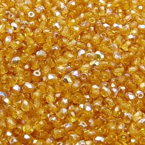 100pcs Czech Fire Polished Faceted Glass Beads Round 3mm Topaz AB