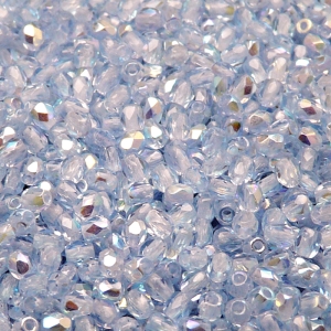 100pcs Czech Fire Polished Faceted Glass Beads Round 3mm Light Sapphire AB