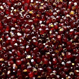 100pcs Czech Fire Polished Faceted Glass Beads Round 3mm Ruby Valentinit