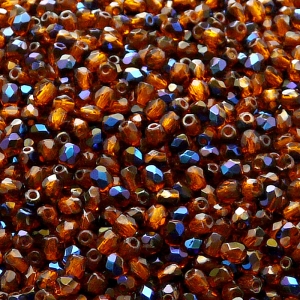 100pcs Czech Fire Polished Faceted Glass Beads Round 3mm Hyacinth Azuro