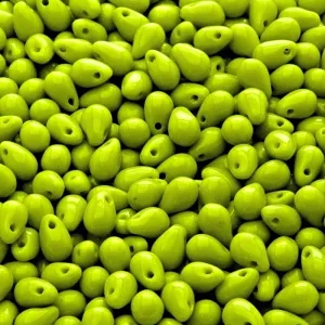 50pcs Czech Pressed Glass Teardrop Beads 4x6mm Opaque Olivine