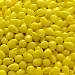 50pcs Czech Pressed Glass Teardrop Beads 4x6mm Opaque Yellow
