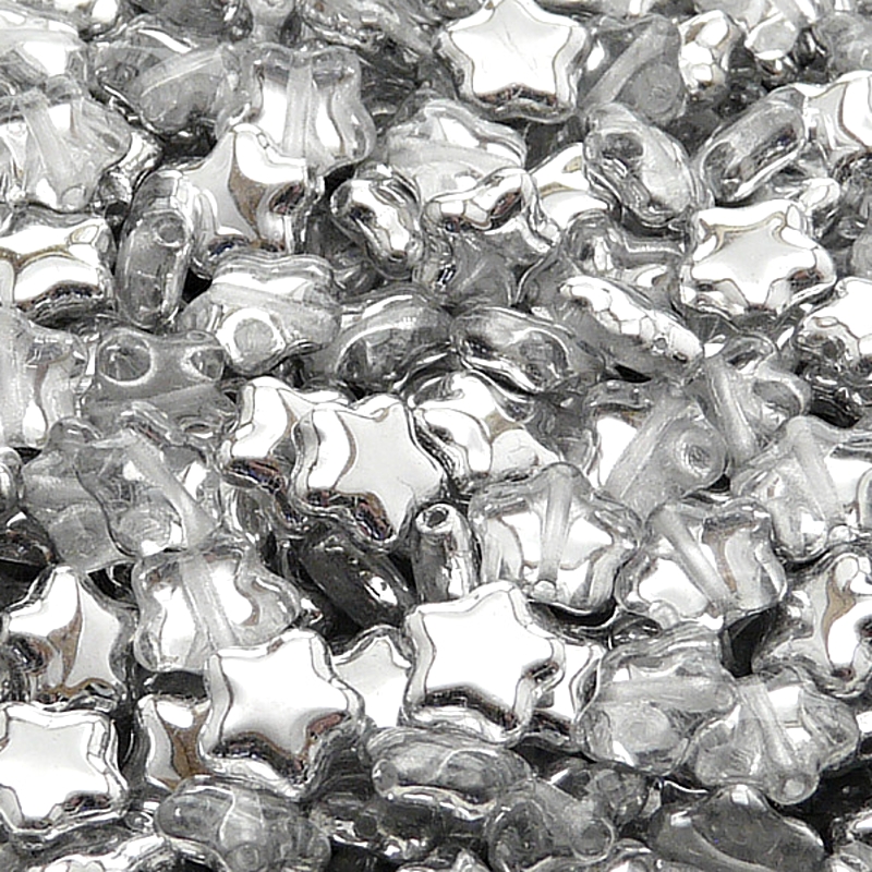 40pcs Czech Pressed Glass Star Beads 8mm Crystal Labrador (Aluminium)
