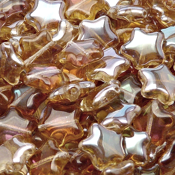 25pcs Czech Pressed Glass Star Beads 12mm Crystal Celsian