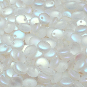 50pcs Czech Pressed Glass Lentil Beads 6mm Crystal AB Matte