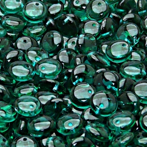 40pcs Czech Pressed Glass Lentil Beads 8mm Emerald