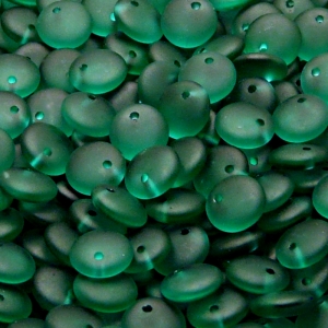 40pcs Czech Pressed Glass Lentil Beads 8mm Emerald Matte