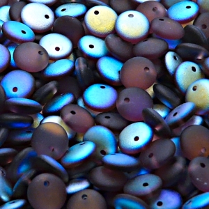 40pcs Czech Pressed Glass Lentil Beads 8mm Amethyst AB Matte