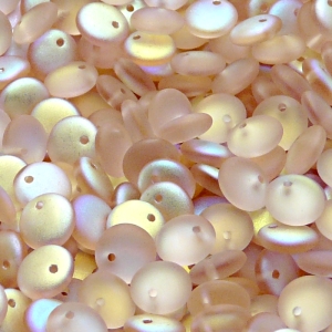 40pcs Czech Pressed Glass Lentil Beads 8mm Rosaline AB Matte