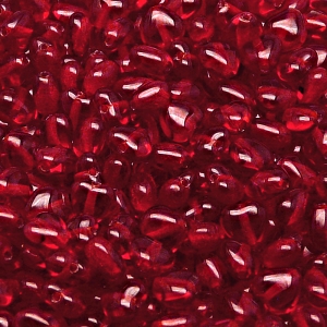 50pcs Czech Pressed Glass Heart Beads 6mm Ruby