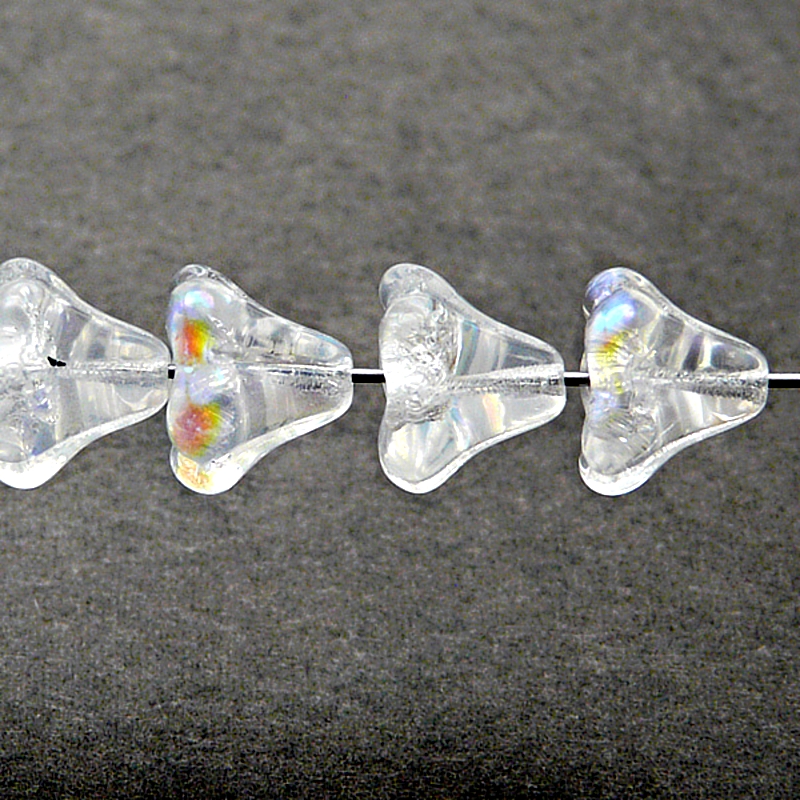 10pcs Czech Pressed Glass Bell Flowers Beads 11x13mm Crystal AB