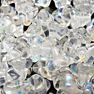 10pcs Czech Pressed Glass Bell Flowers Beads 11x13mm Crystal AB