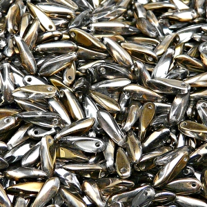 50pcs Czech Pressed Glass Dagger Beads 3x11mm Crystal Valentinit
