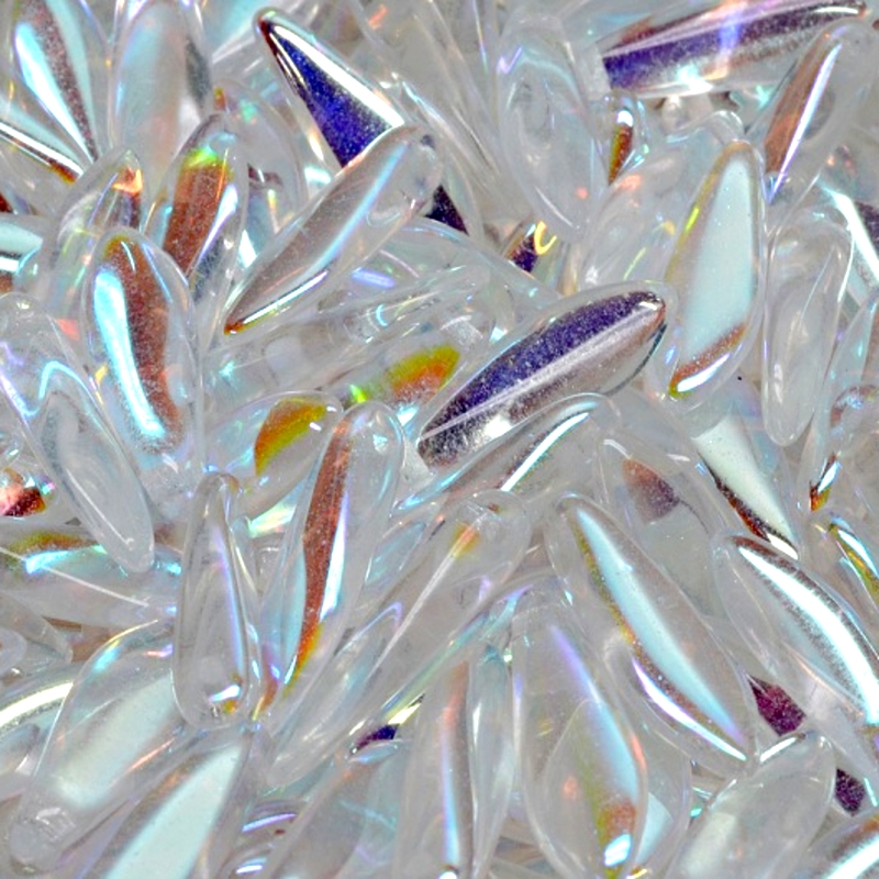 30pcs Czech Pressed Glass Dagger Beads 5x16mm Crystal AB
