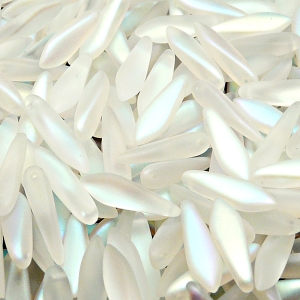 30pcs Czech Pressed Glass Dagger Beads 5x16mm Crystal AB Matte