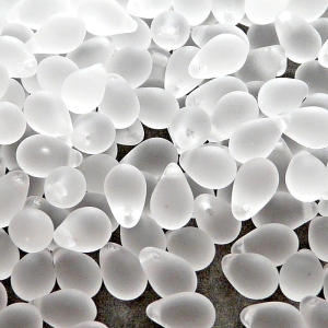 40pcs Czech Pressed Glass Teardrop Beads 6x9mm Crystal Matte