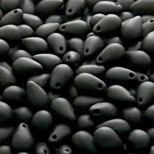 40pcs Czech Pressed Glass Teardrop Beads 6x9mm Jet Matte