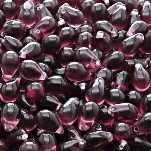 30pcs Czech Pressed Glass Teardrop Beads 6x9mm Amethyst