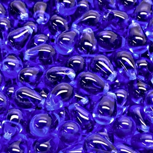30pcs Czech Pressed Glass Teardrop Beads 6x9mm Sapphire