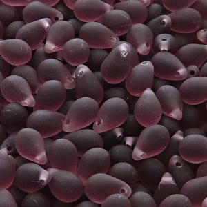 30pcs Czech Pressed Glass Teardrop Beads 6x9mm Amethyst Matte