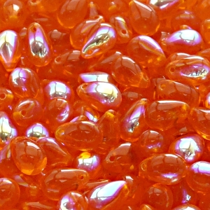 30pcs Czech Pressed Glass Teardrop Beads 6x9mm Hyacinth AB