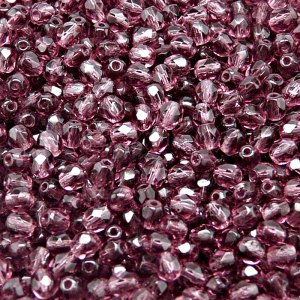 100pcs Czech Fire Polished Faceted Glass Beads Round 4mm Amethyst