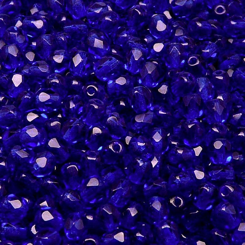 100pcs Czech Fire Polished Faceted Glass Beads Round 4mm Cobalt Blue