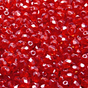 100pcs Czech Fire Polished Faceted Glass Beads Round 4mm Ruby