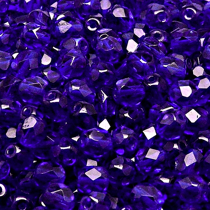 50pcs Czech Fire Polished Faceted Glass Beads Round 6mm Cobalt Blue