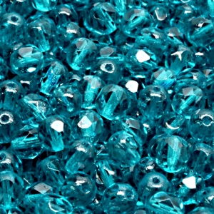 50pcs Czech Fire Polished Faceted Glass Beads Round 6mm Green Aquamarine