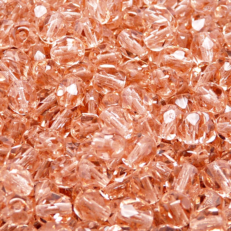 50pcs Czech Fire Polished Faceted Glass Beads Round 6mm Rosaline