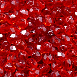 50pcs Czech Fire Polished Faceted Glass Beads Round 6mm Ruby