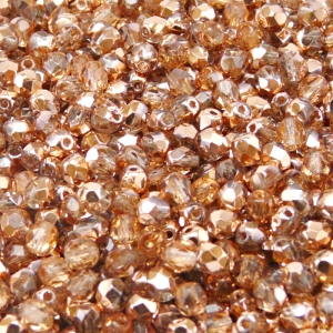 100pcs Czech Fire Polished Faceted Glass Beads Round 4mm Crystal Gold Capri