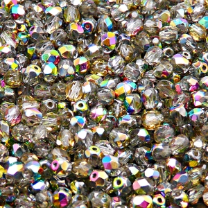 100pcs Czech Fire Polished Faceted Glass Beads Round 4mm Crystal Vitrail