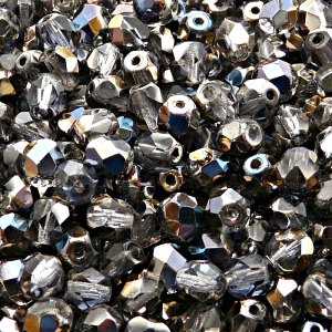 50pcs Czech Fire Polished Faceted Glass Beads Round 6mm Crystal Blue Sky