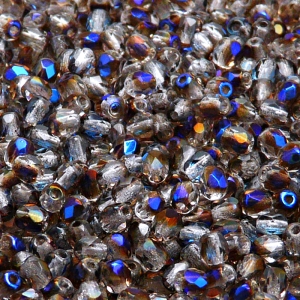 100pcs Czech Fire Polished Faceted Glass Beads Round 4mm Black Diamond Azuro