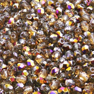 100pcs Czech Fire Polished Faceted Glass Beads Round 4mm Black Diamond Sliperit