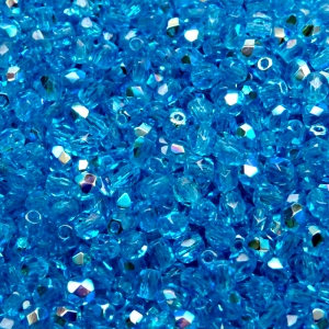100pcs Czech Fire Polished Faceted Glass Beads Round 4mm Aquamarine AB