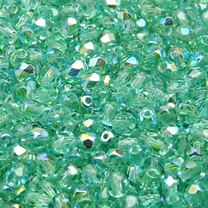 100pcs Czech Fire Polished Faceted Glass Beads Round 4mm Light Green Aquamarine AB