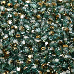 100pcs Czech Fire Polished Faceted Glass Beads Round 4mm Light Green Aquamarine Valentinit